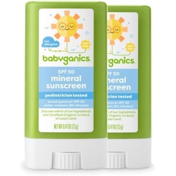 Babyganics SPF 50 Travel Size Baby Sunscreen Stick UVA UVB Protection