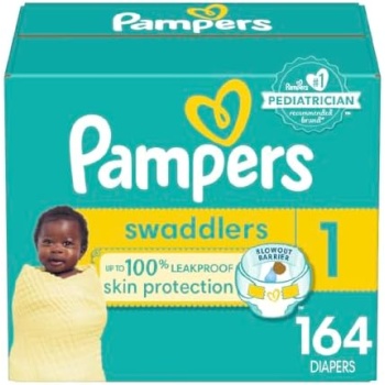 Pampers Swaddlers Diapers - Size 1, 164 Count, Ultra Soft Disposable Baby