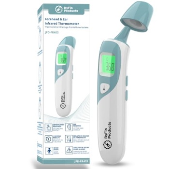 ByFloProducts, Ear and Forehead Thermometer, Thermometer for Babies and Adults,