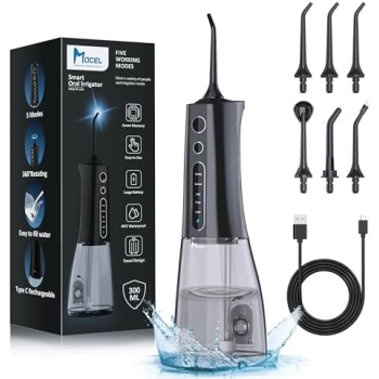 Water Dental Flosser Cordless Teeth Cleaning MOCEL 5 Modes Oral Irrigator 300ML