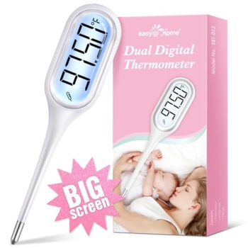 Digital Basal Body Oral Thermometer: Easy@Home Large Backlit Display - 2 Modes -
