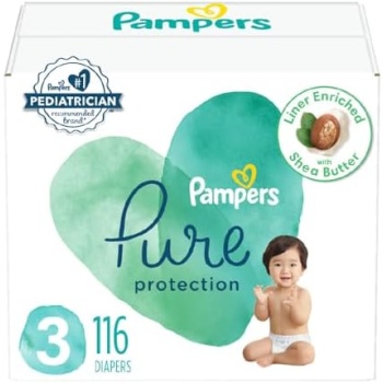 Pampers Pure Protection Diapers - Size 3, 116 Count, Hypoallergenic Premium