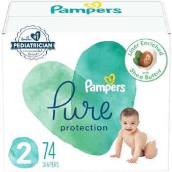 Pampers Pure Protection Diapers - Size 2, 74 Count, Hypoallergenic Premium