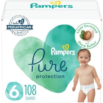 Pampers Pure Protection Diapers - Size 6, One Month Supply (108 Count),