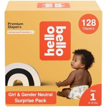 Hello Bello Premium Diapers, Size 1 (8-12 lbs) Surprise Pack for Girls - 128