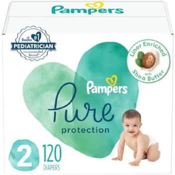Pampers Pure Protection Diapers - Size 2, 120 Count, Hypoallergenic Premium