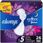 Always Radiant FlexFoam Pads for Women, Size 5, Extra Heavy Overnight