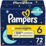 Pampers Swaddlers Overnights Diapers - Size 6, 72 Count, Disposable Baby Diapers