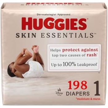 Huggies Size 1 Diapers, Skin Essentials Baby Diapers, Size 1 (8-14 lbs), 198