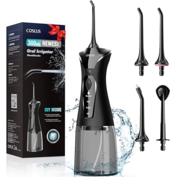 Water Dental Flosser Pick for Teeth: 4 Modes Cordless Portable 300ML Larger Tank