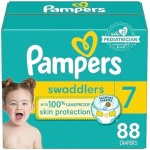 Pampers Swaddlers Diapers - Size 7, One Month Supply ,Ultra Soft Disposable Baby