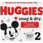 Huggies Size 2 Diapers, Snug & Dry Baby Diapers, Size 2 (12-18 lbs), 100 Count